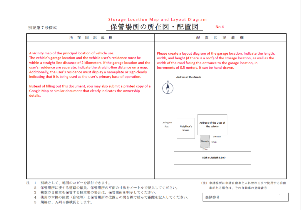 Storage location Map and Layout diagram 